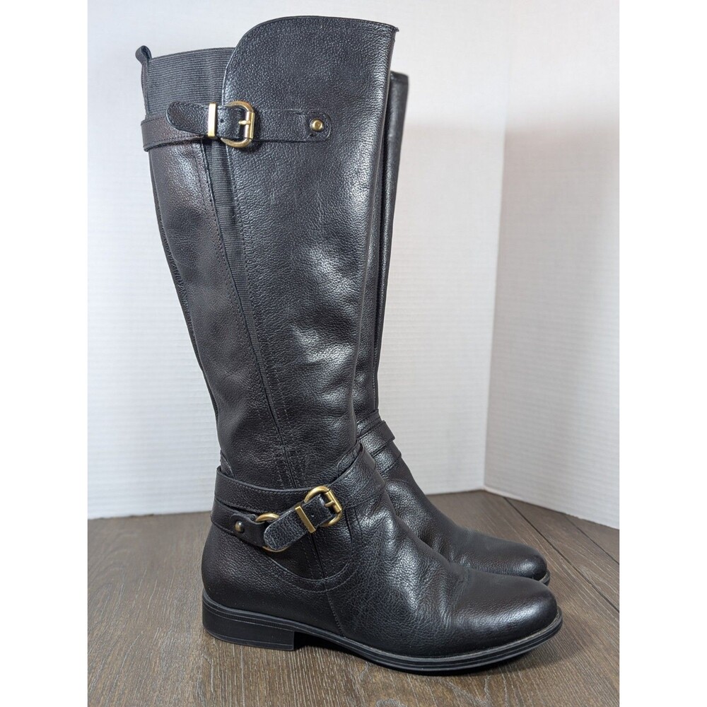 Women's Black Leather Riding Boots - Picture 8 of 16